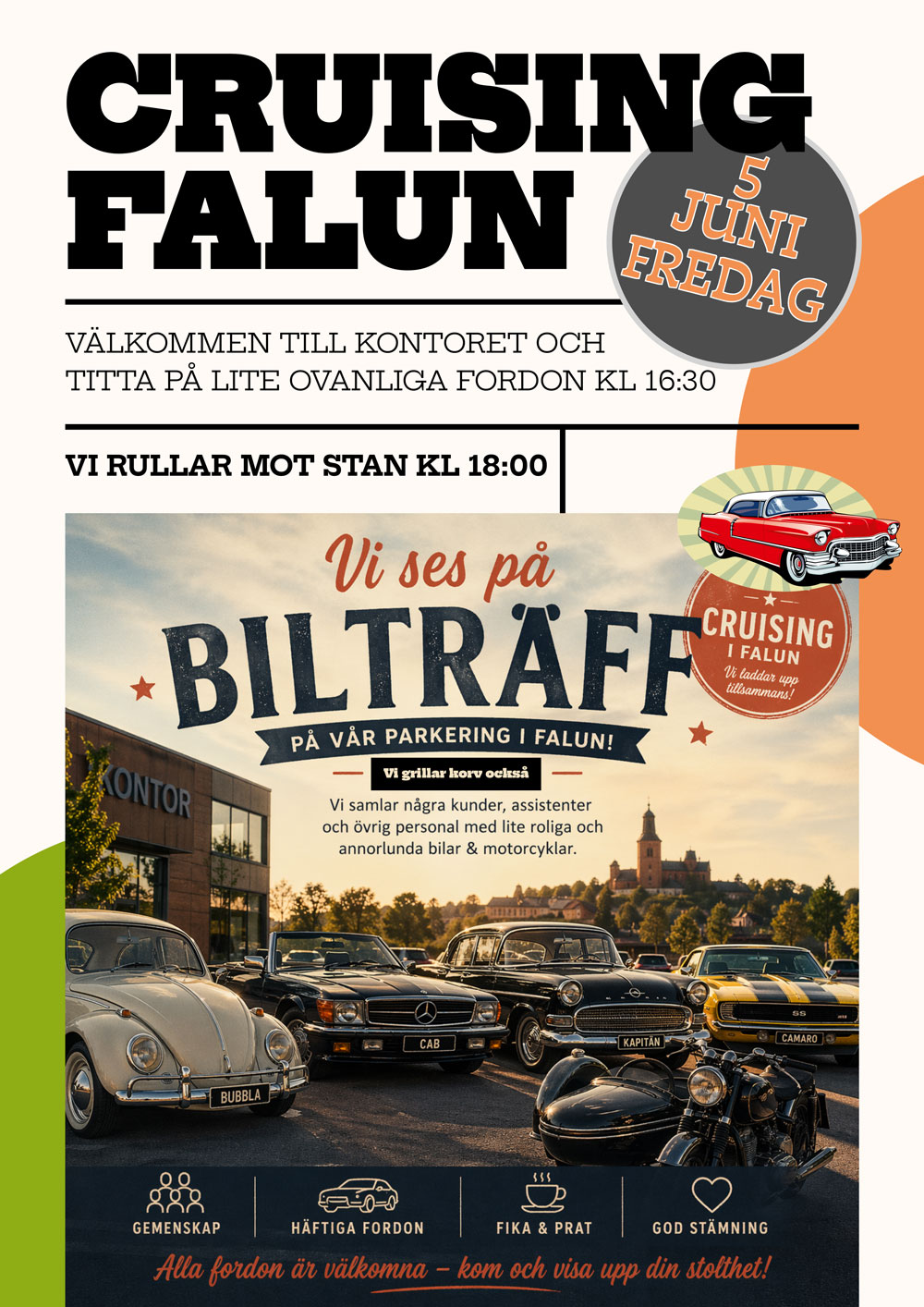 Info om bilträff i Falun